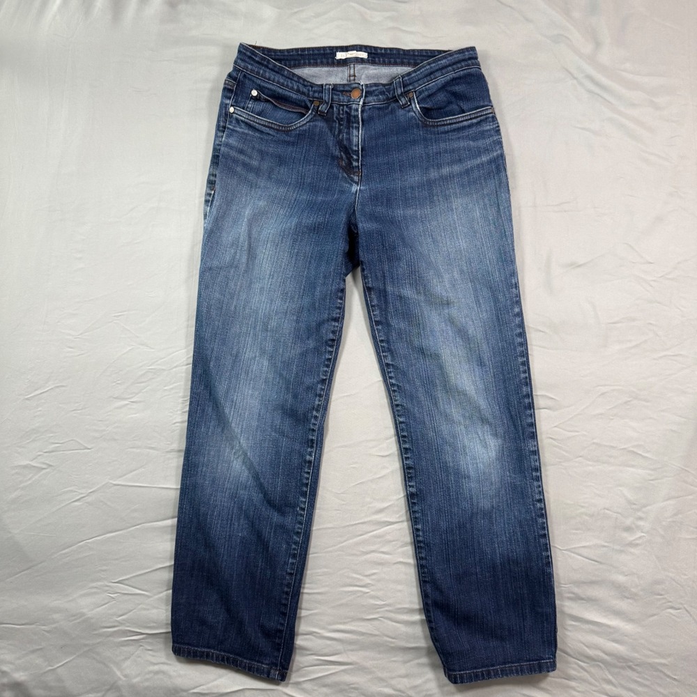 Eileen Fisher Blue Straight Leg Jeans Womens 8 Classic Medium Wash Denim